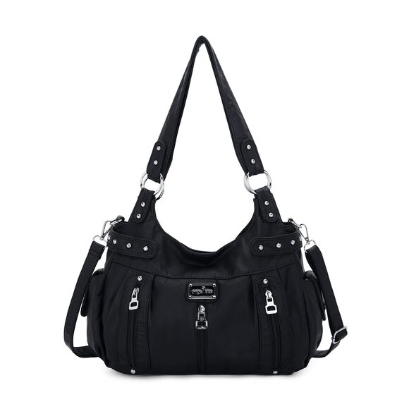 Angel kiss Handbags - 2071 Large Purses and Handbags Washed Faux Leather Crossbody Hobo Satchel